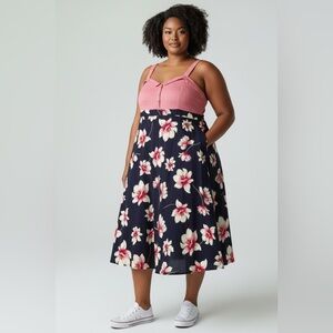 Floral Pink and Black Dress